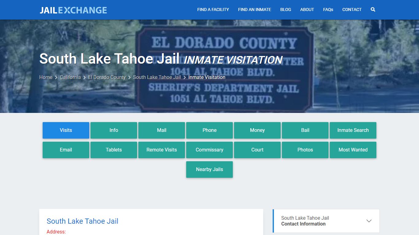 Inmate Visitation - South Lake Tahoe Jail, CA - Jail Exchange